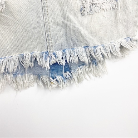 Lira Distressed High Rise Denim Pencil Skirt NWT - Picture 3 of 6